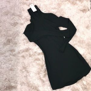 Dark olive turtle neck dress